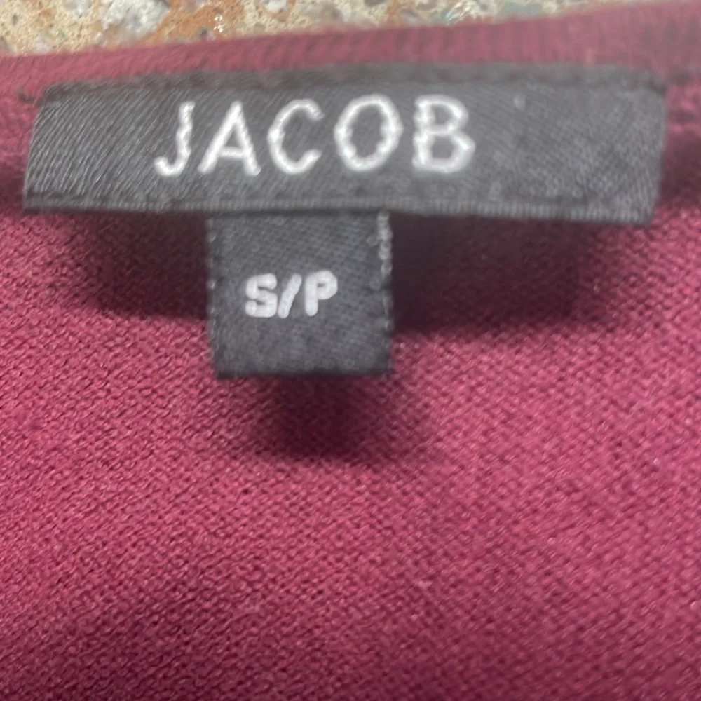 Jacob sweater pullover long sleeve V-neck lightweight cotton burgundy red size S